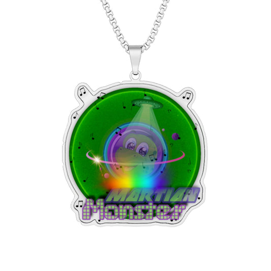 Lump's Heady Donut Necklace - 1" x 1" Stainless Steel Pendant - "Short Trip Donut" - vivid green donut