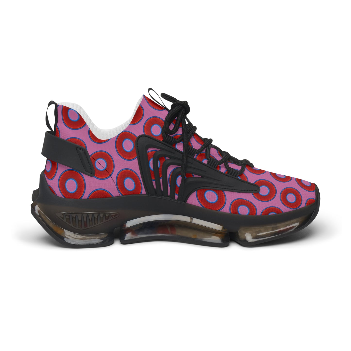 Women's Donut Kicks - red vivid donut print w/pink background