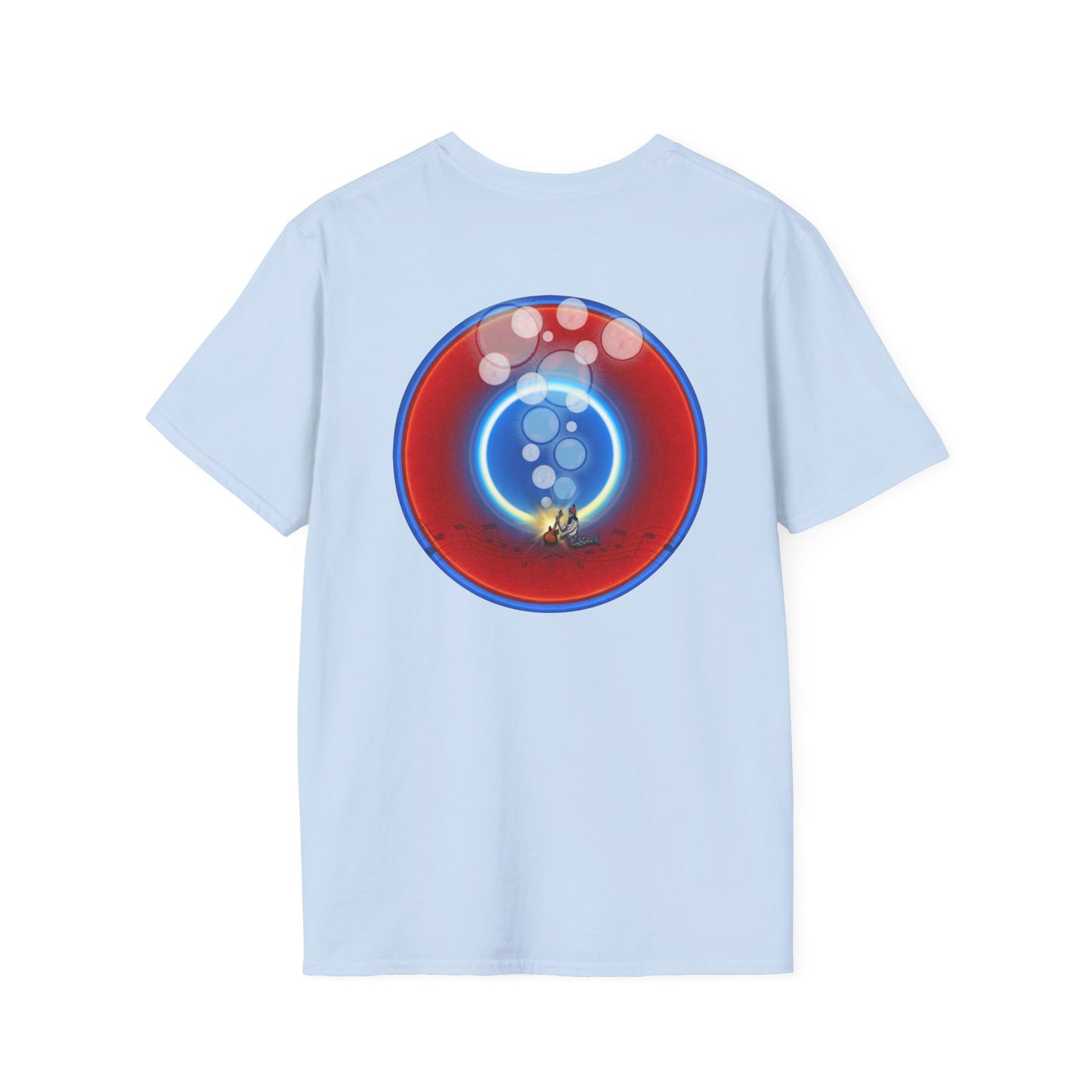 Classic Donut Tee - Unisex Soft-Style - "Bubbler's Donut Tee" - vivid red/blue donut