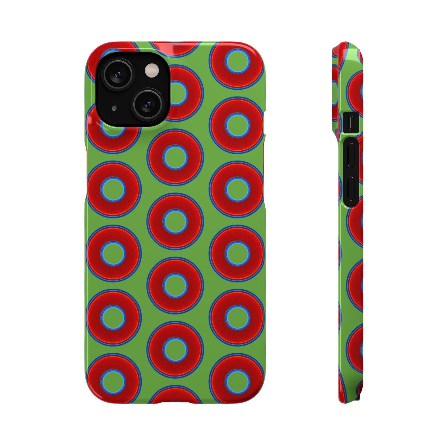 <Lumpy Donut Snap Case - red vivid donut print w/light green background