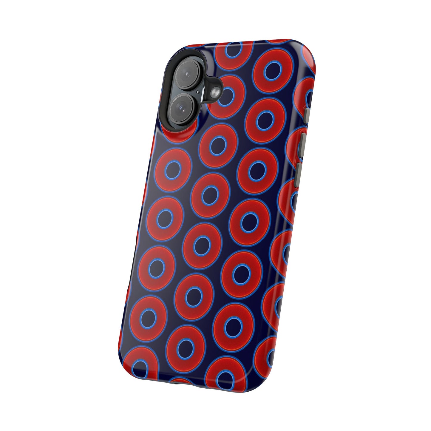 Magnetic Tough Donut Case - red vivid donut print w/midnight blue background
