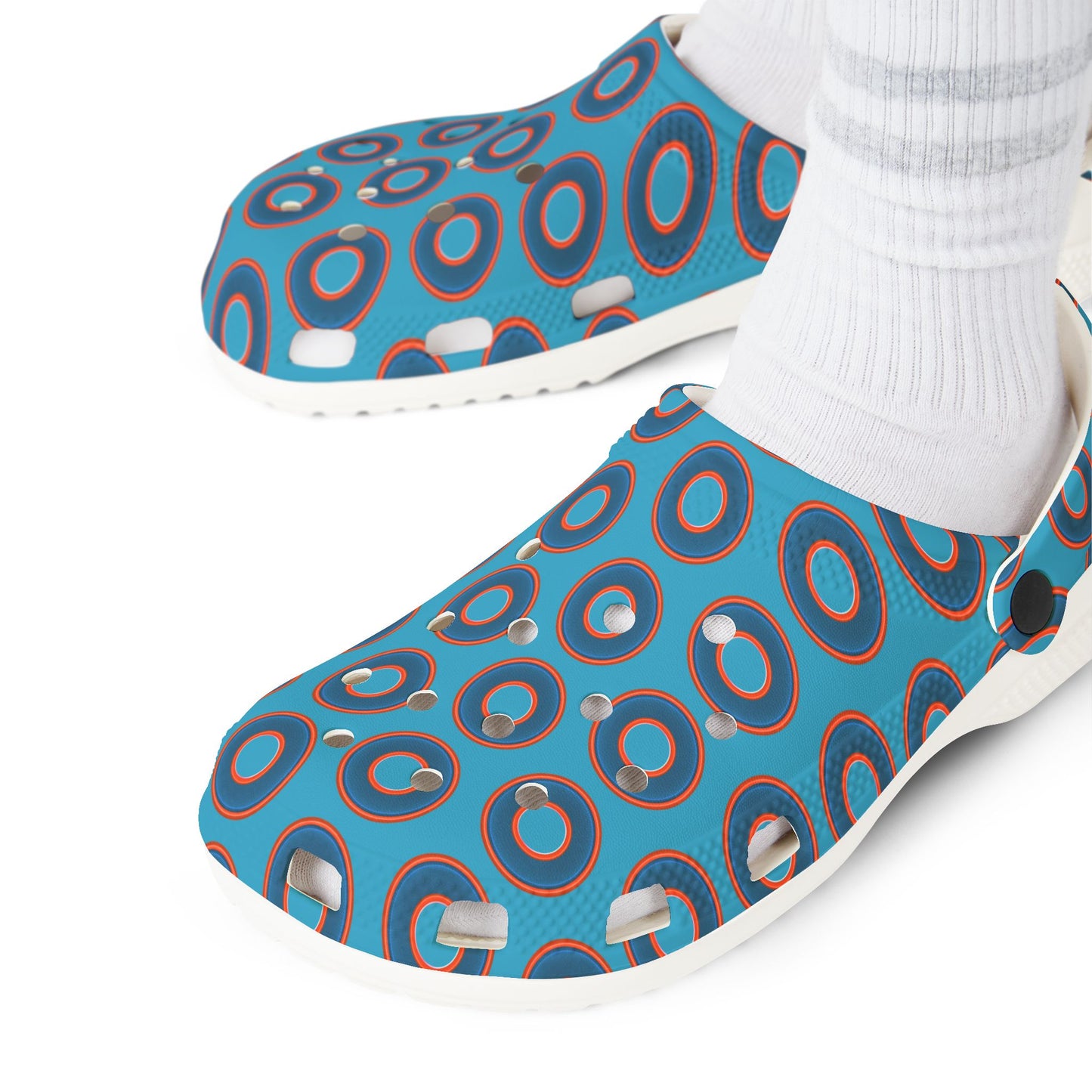 Spatchcocks - donut slip-on shoes - blue rustic donuts w/turquoise background [unisex]