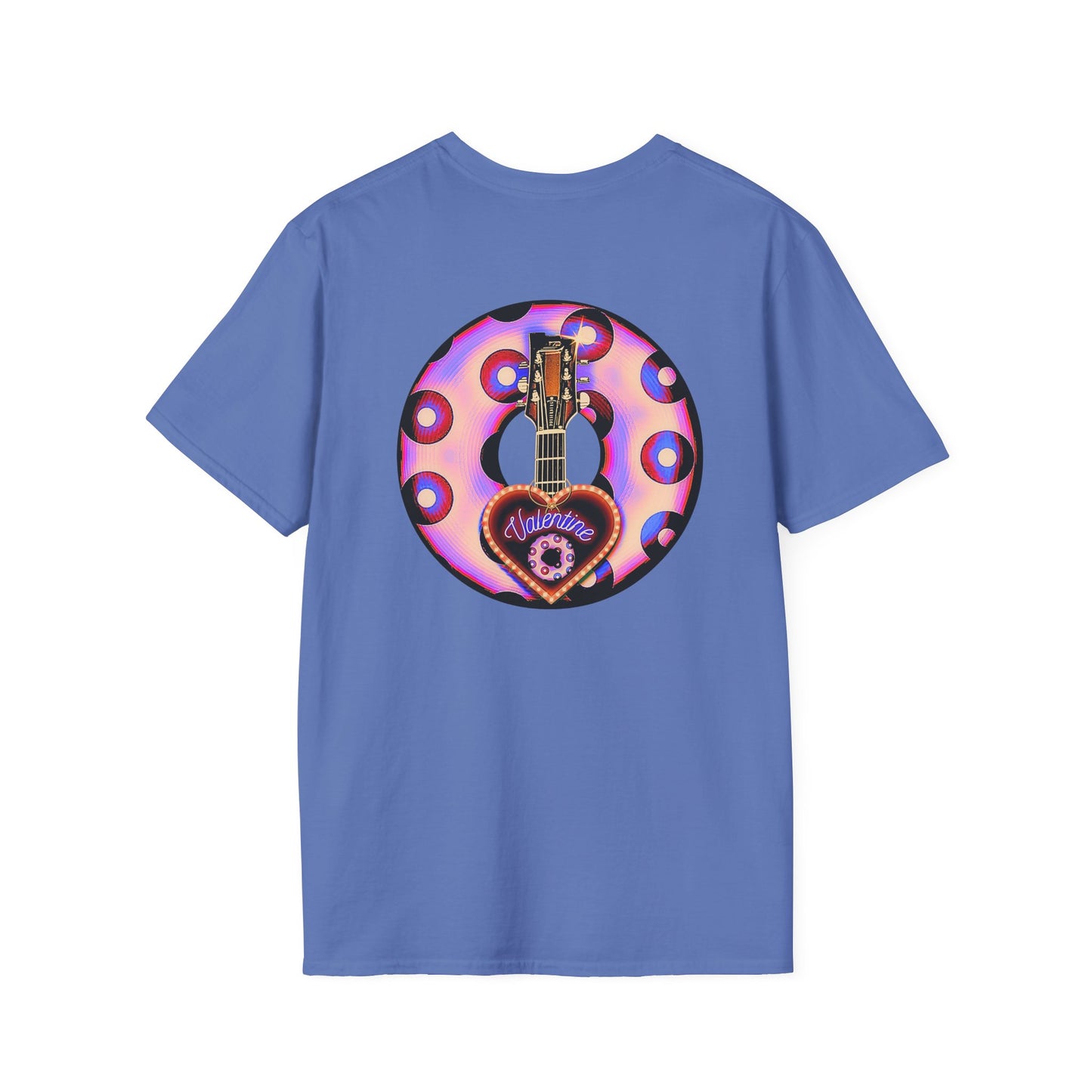 Classic Donut Tee - Unisex Soft-Style - "Would You Be My Donut?" - paradoxical faded purple/red donut - variant 3