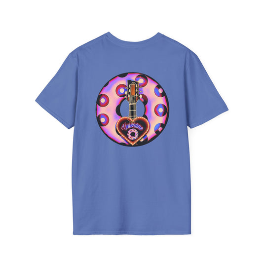 Classic Donut Tee - Unisex Soft-Style - "Would You Be My Donut?" - paradoxical faded purple/red donut - variant 3