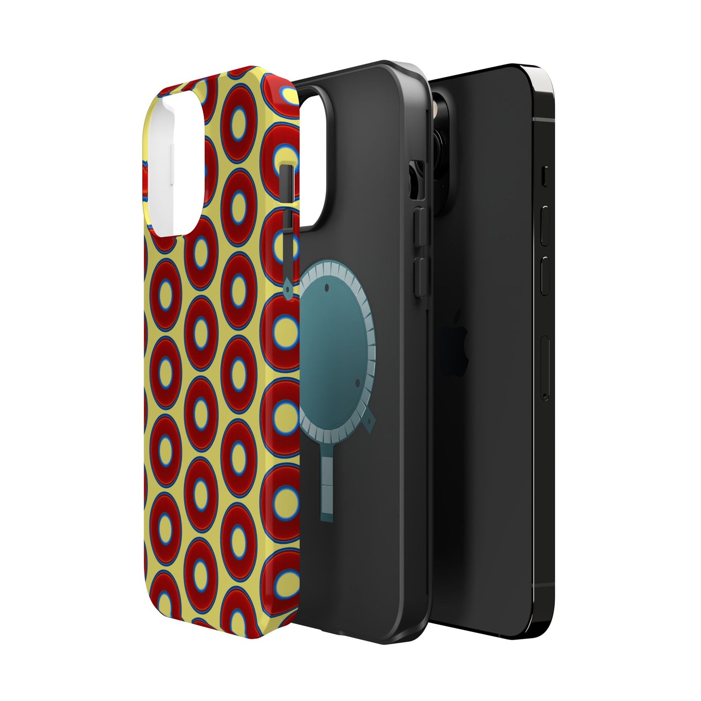 Magnetic Tough Donut Case - red vivid donut print w/yellow background