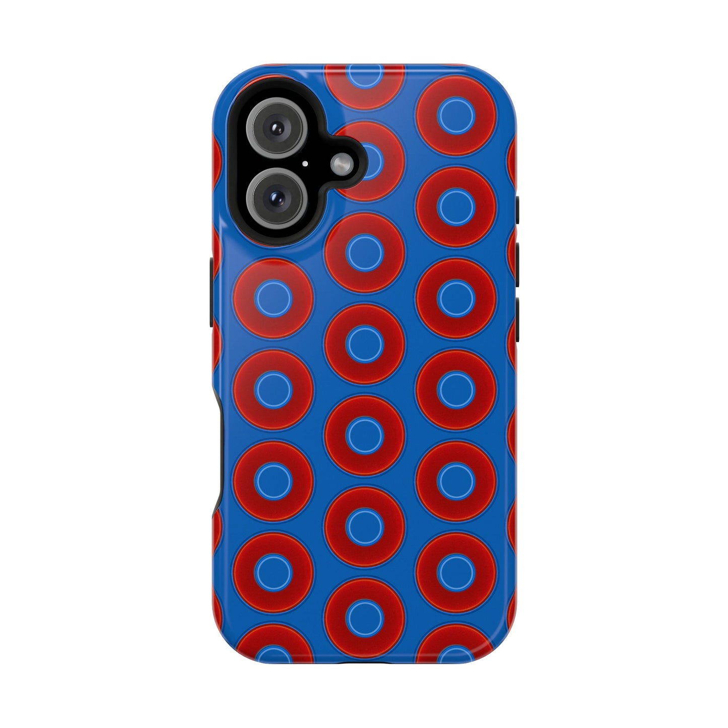 Magnetic Tough Donut Case - red vivid donut print w/dark royal blue background
