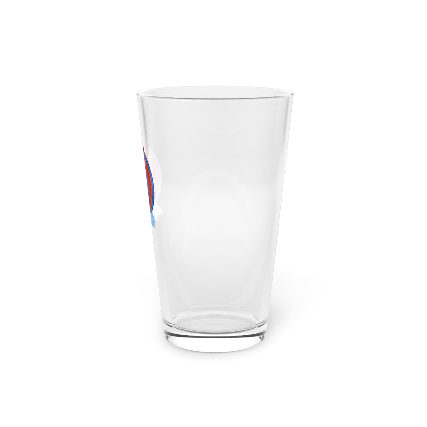 16oz Lumpy Pint Glass - "Lump's Heady Pint w/Logo" - rustic red/blue donut