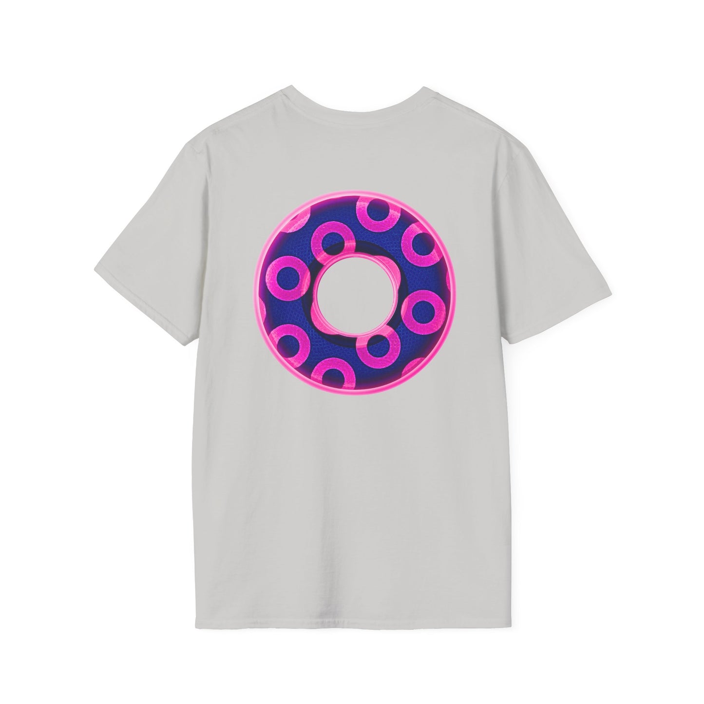 Plain Donuts/Unisex Soft-Style - "Plain Rustic Paradoxical Donuts" - hot pink/dark blue donuts