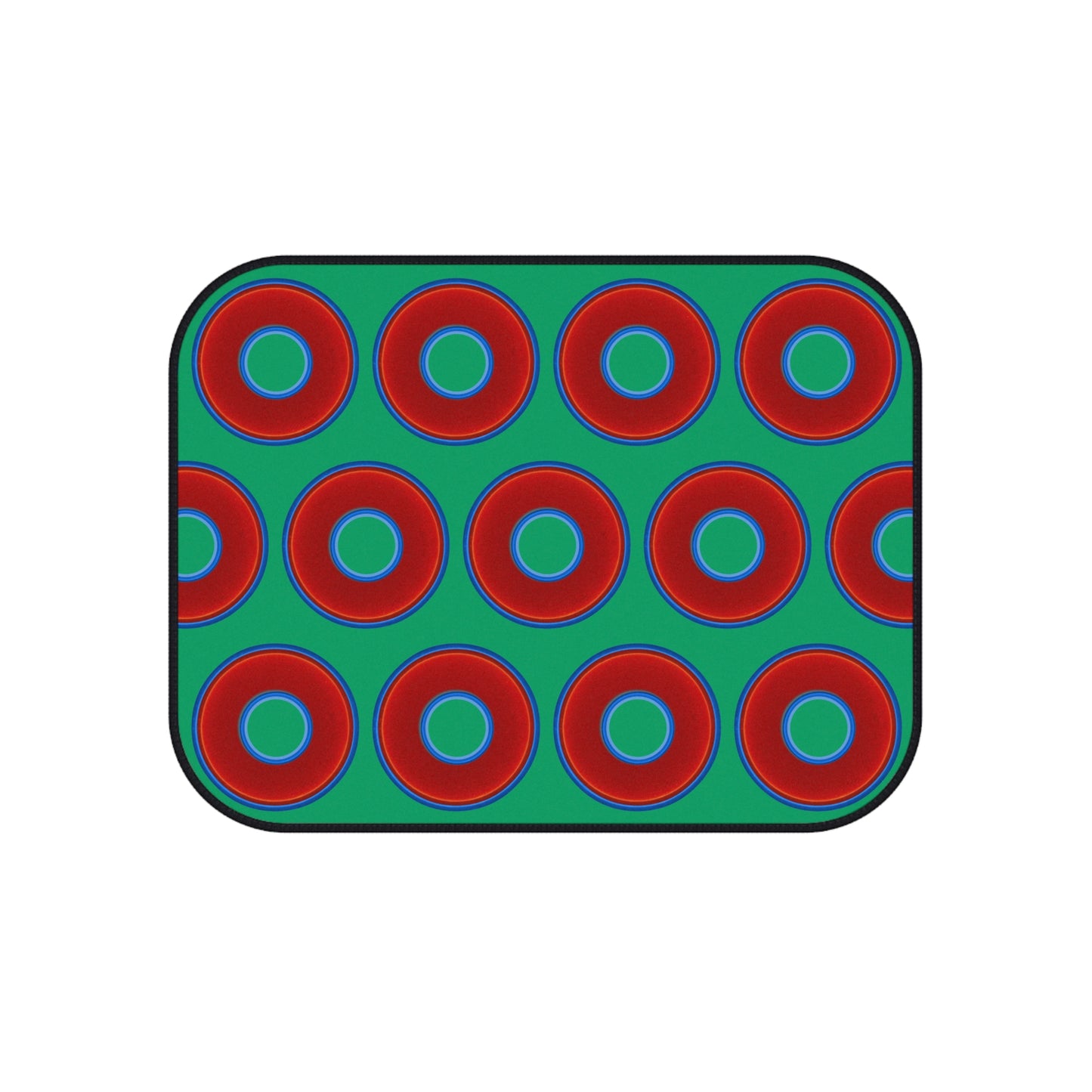 Contacted Car Mats - vivid donut print w/jade green background