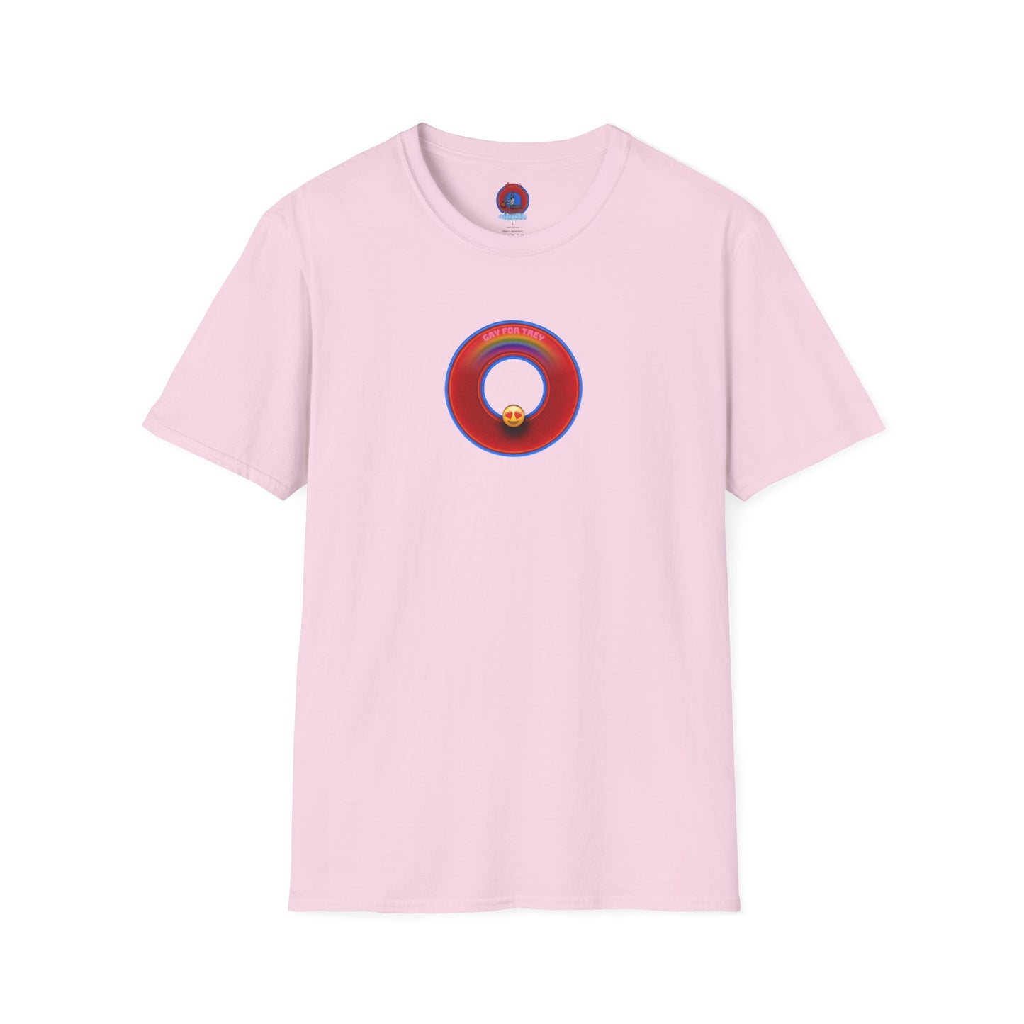 Classic Donut Tee - Unisex Soft-Style - "Yes You Are Mark!" - vivid red/blue donut
