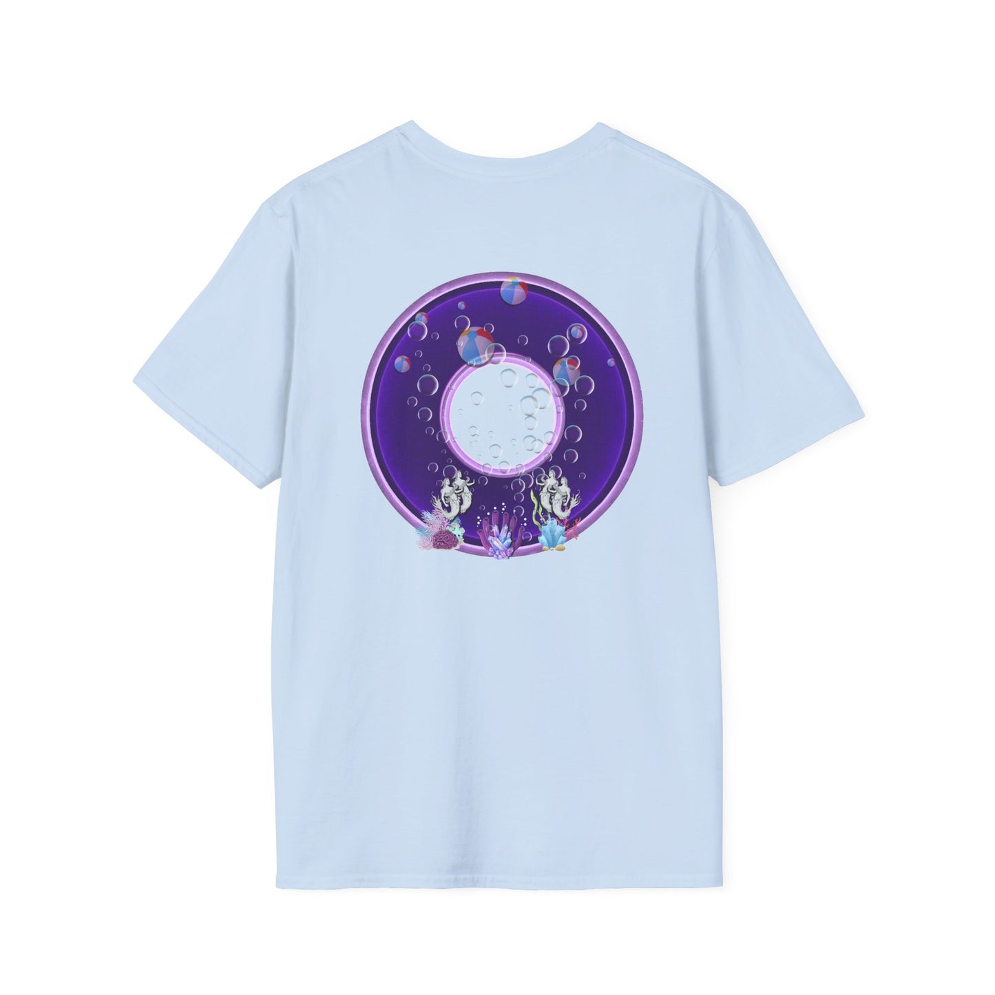Classic Donut Tee - Unisex Soft-Style - "Sure That Sirens Made This Donut For Me" - vivid dark purple/light purple donut