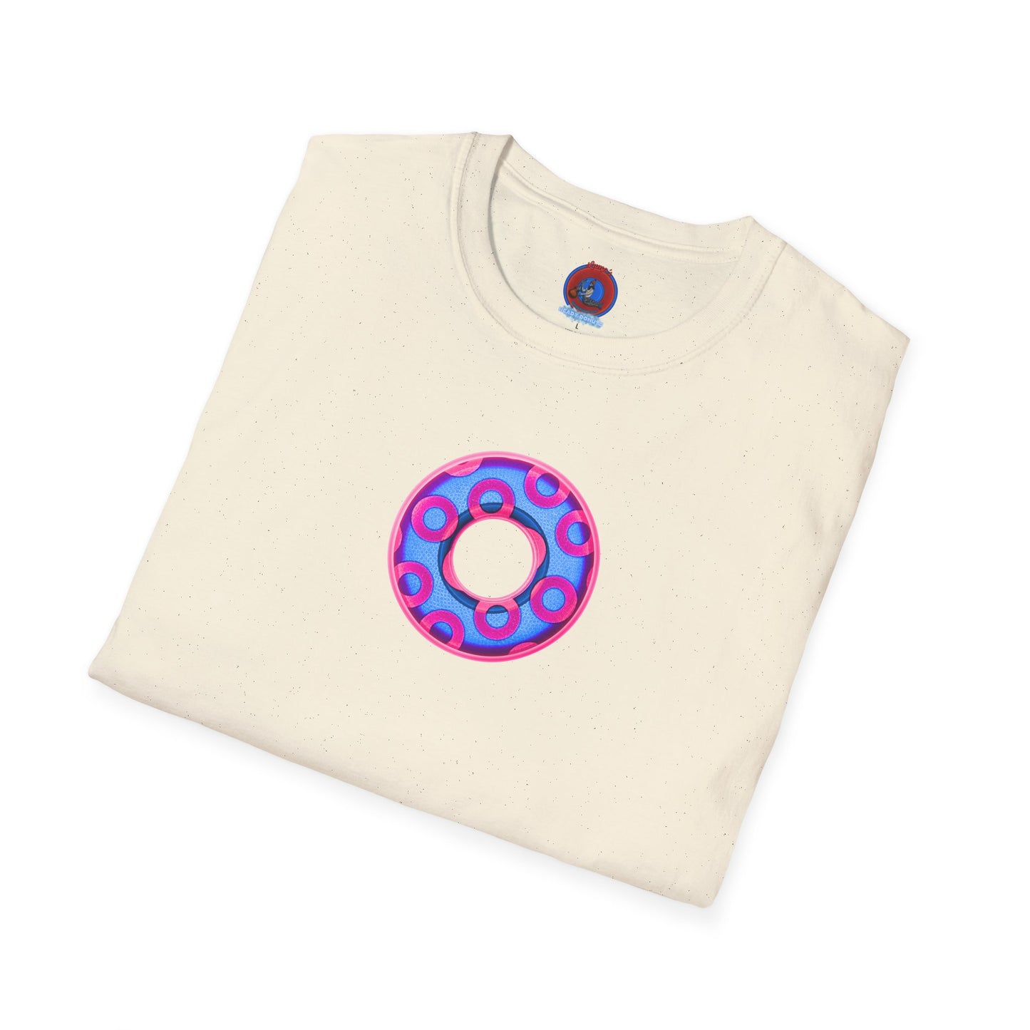 Plain Donuts/Unisex Soft-Style - "Plain Rustic Paradoxical Donuts" - light blue/magenta donuts
