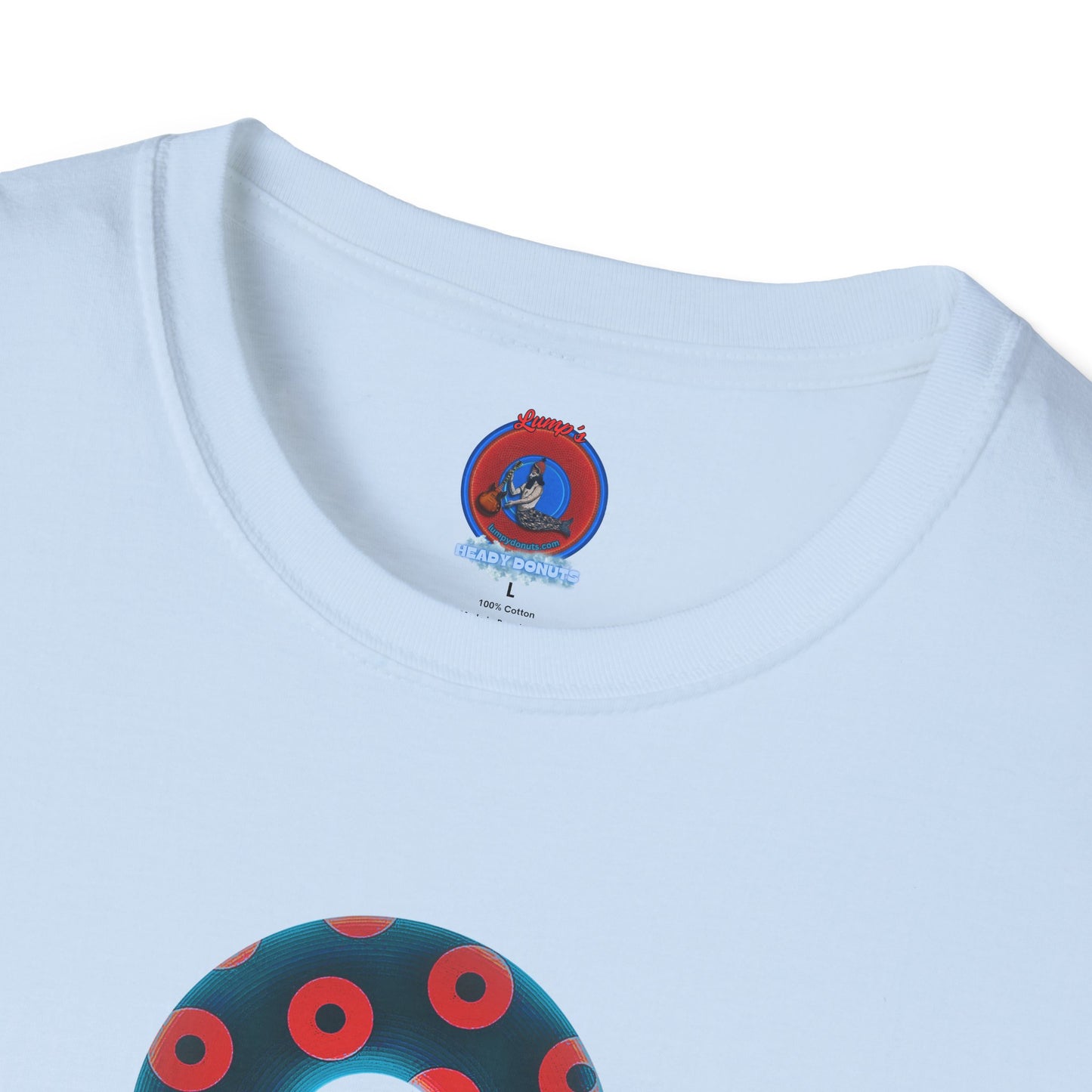Plain Donuts/Unisex Soft-Style - "Plain Blimpy Paradoxical Donuts" - steel blue/red donuts