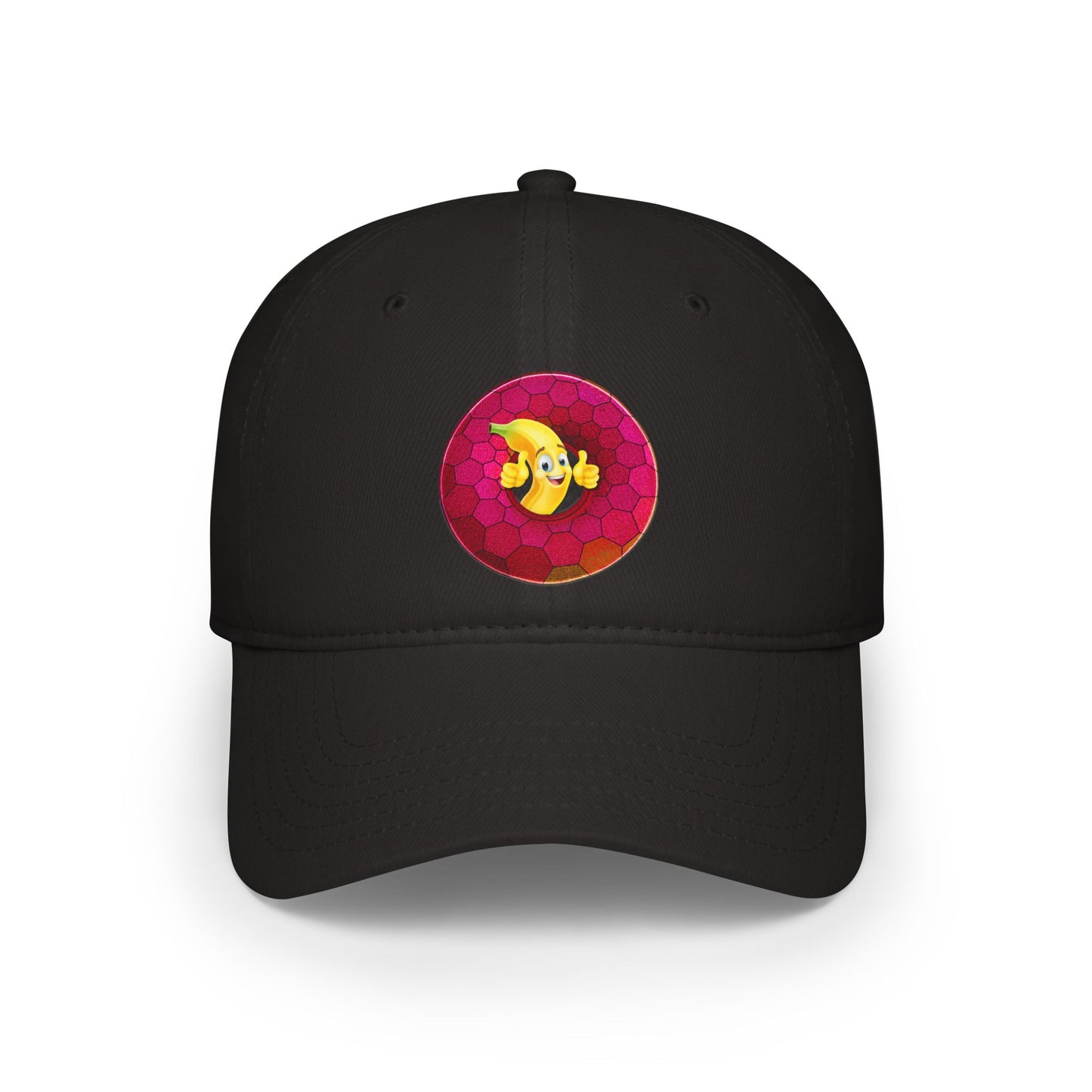 Lumpy Donut Baseball Cap - "This Donut Hat is Bananas" - variant 5 - magenta hexadonut w/