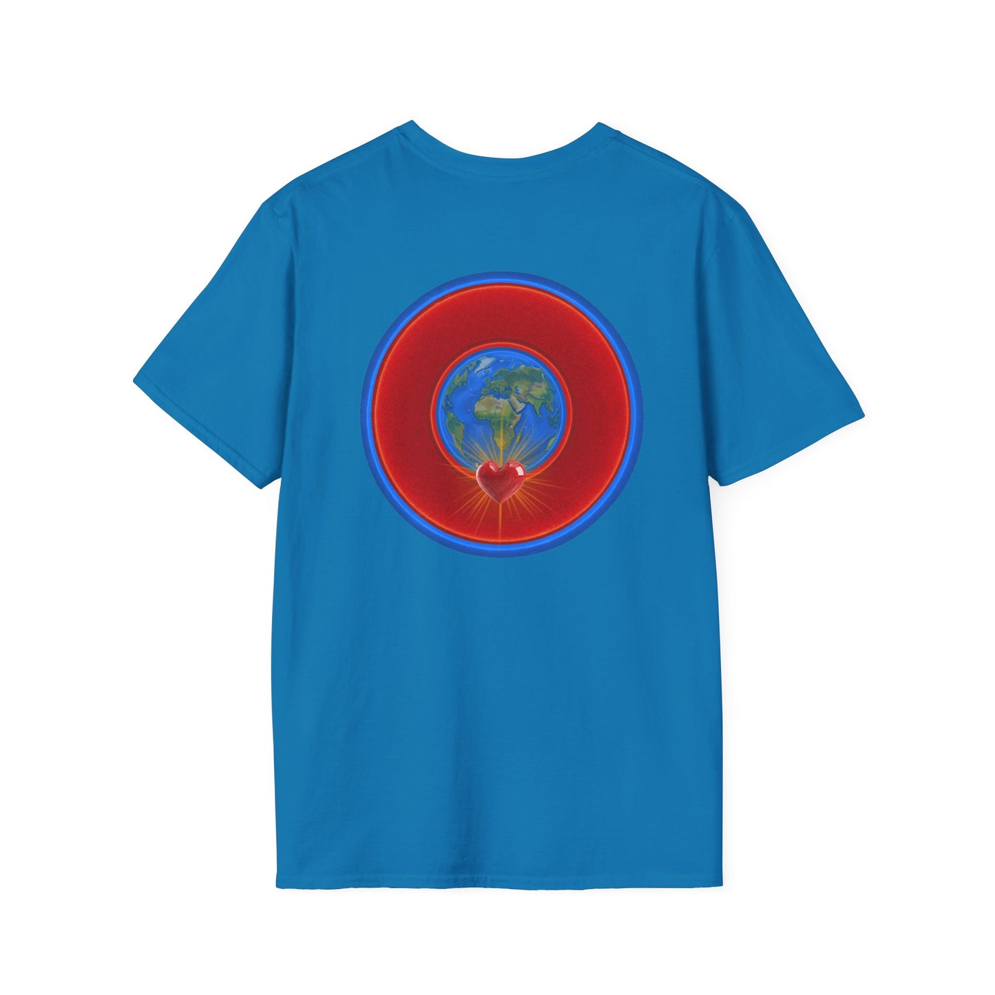 Classic Donut Tee - Unisex Soft-Style - "Soul Donut - We Keep on Rollin' Dough" - vivid red planetary donut - variant 2 [*charitable print - 50% of profit to The Nature Conservatory]