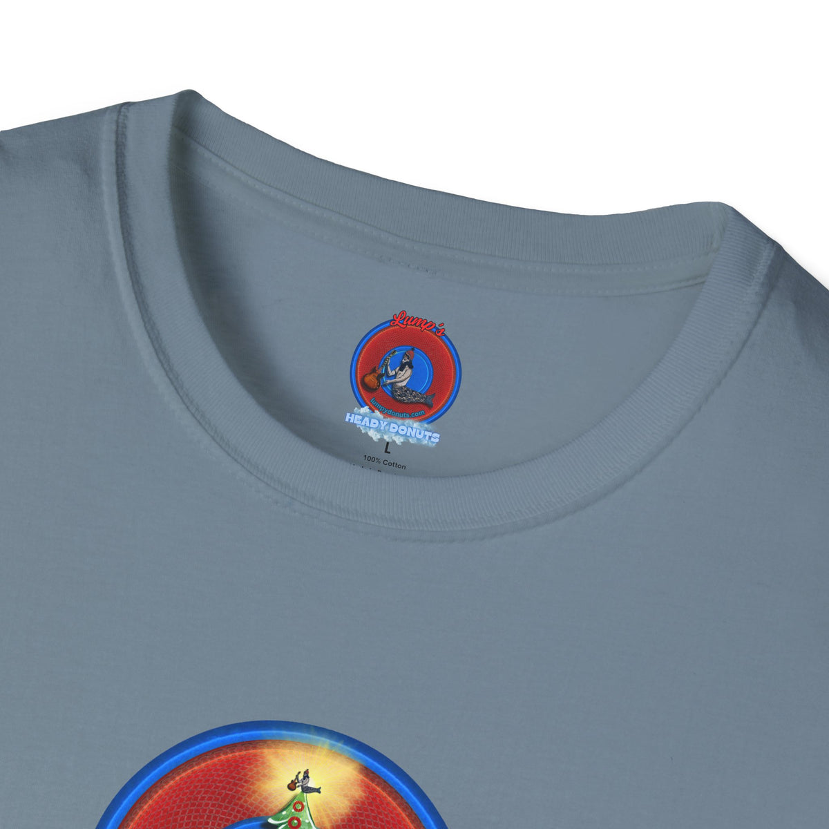 Classic Donut Tee - Unisex Soft-Style - "It's Always Phishmas in Philly" - rustic red/blue donut