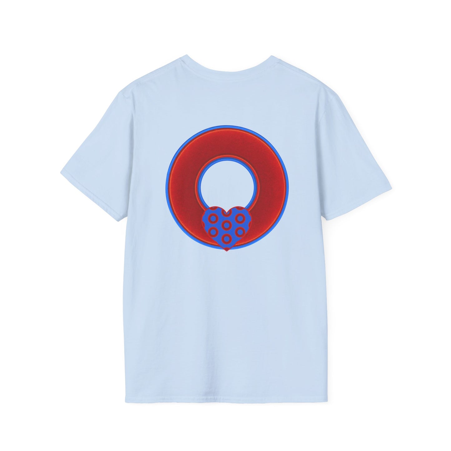 Classic Donut Tee - Unisex Soft-Style - "Ocean Donuts of Love" - vivid red donut - variant 1