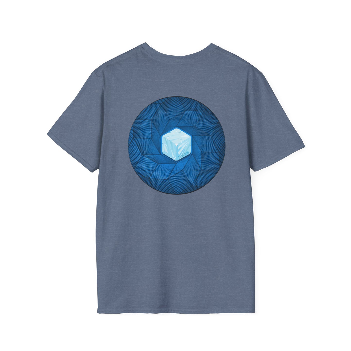 Coffee Traders Tee - Unisex Soft-Style - "Tasty Coffee" - paradoxical donut/cubed blue donut - variant 2 - logo front/It's Ice Cube's back