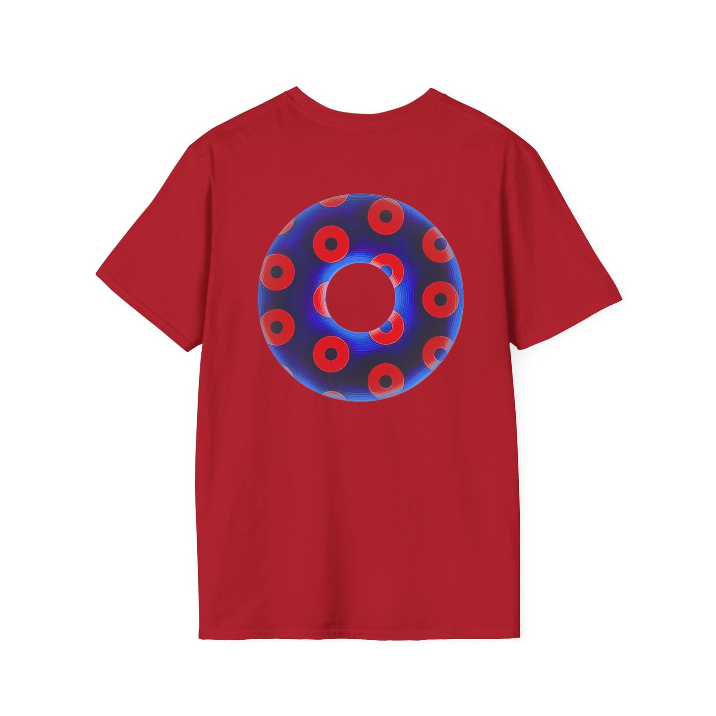 Plain Donuts/Unisex Soft-Style - "Plain Blimpy Paradoxical Donuts" - vivid royal blue/red donuts