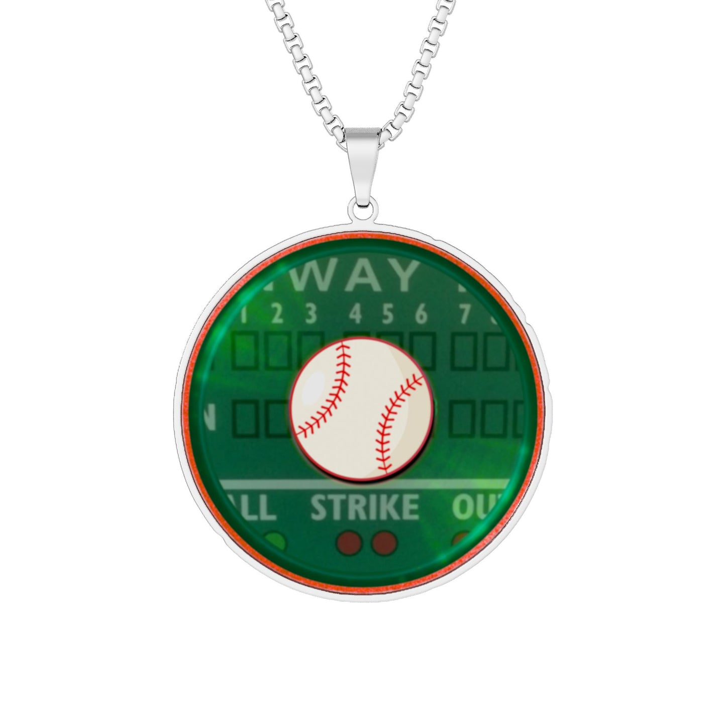 Lump's Heady Donut Necklace - 1" x 1" Stainless Steel Pendant - "Phenway Ballpark Donuts" - green monsta donut - variant 4