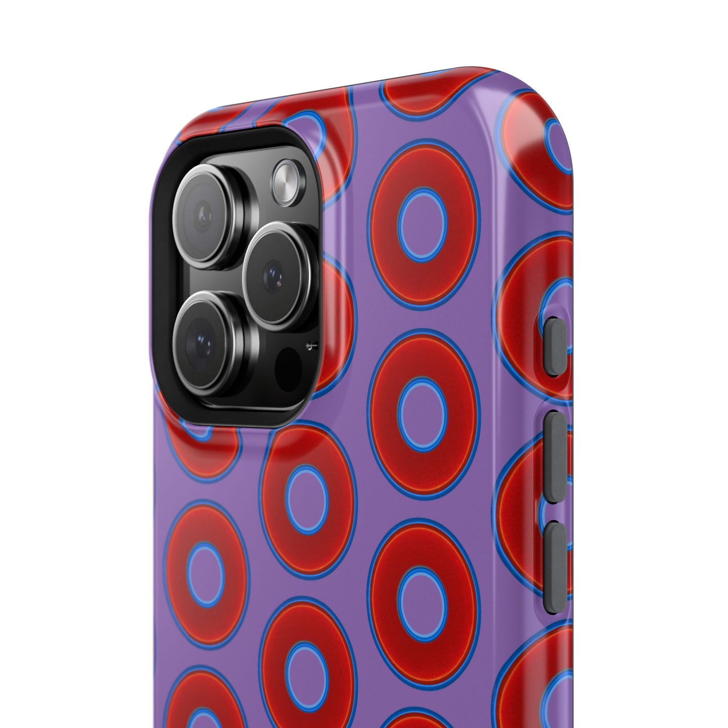 Impact-Resistant Lumpy Donut Case - red vivid donut print w/light purple background