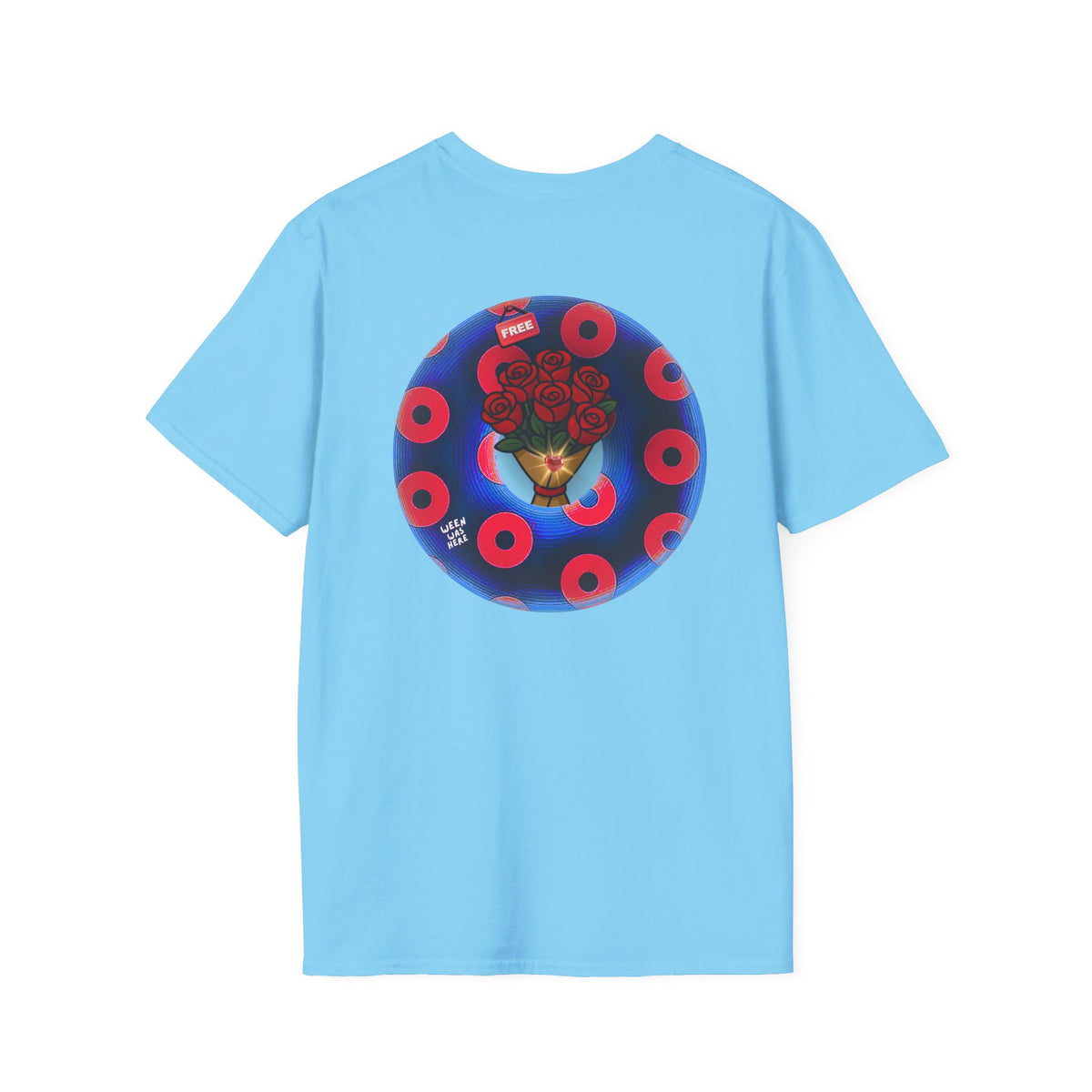 Classic Donut Tee - Unisex Soft-Style - "Donuts of Phreedom" - red/blue paradoxical blimpy donut