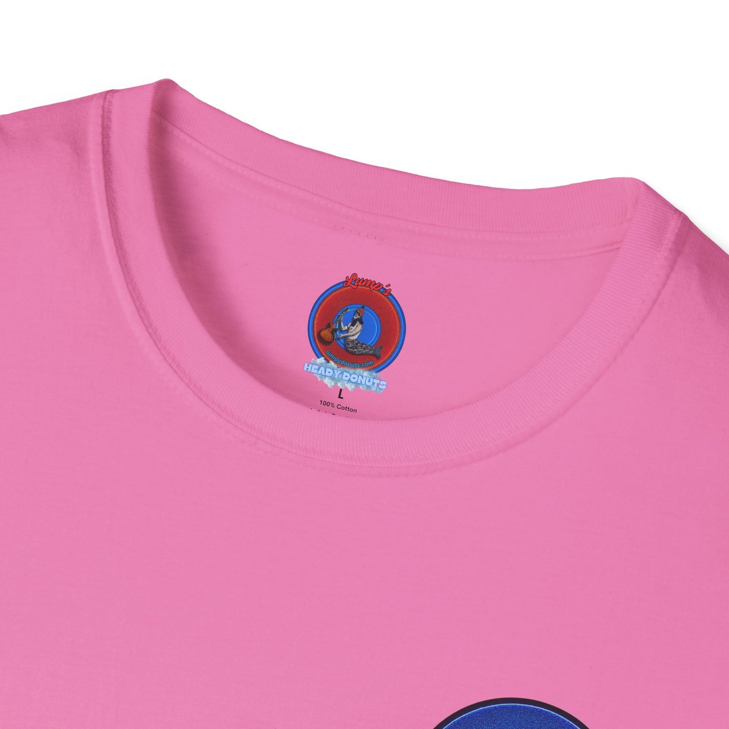 Classic Donut Tee - Unisex Soft-Style - "Dis' sheet, it's bananas!" - series 1.0 - variant 3 - plain red donut