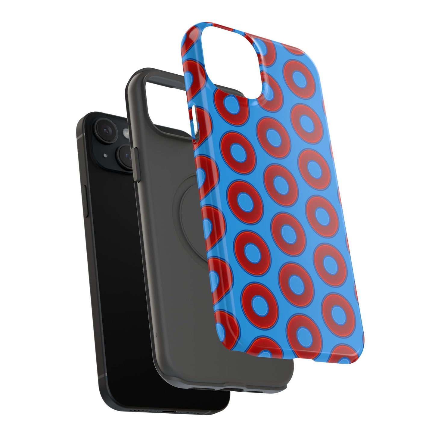 Impact-Resistant Lumpy Donut Case - red vivid donut print w/sky royal blue background