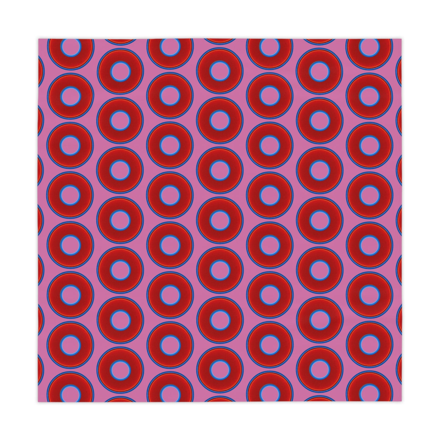 Lumpy Tablecloth - 55.1" x 55.1" - vivid red donuts w/pink background