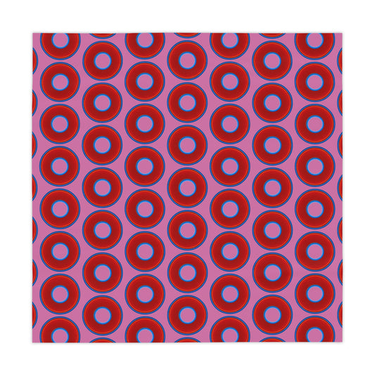 Lumpy Tablecloth - 55.1" x 55.1" - vivid red donuts w/pink background