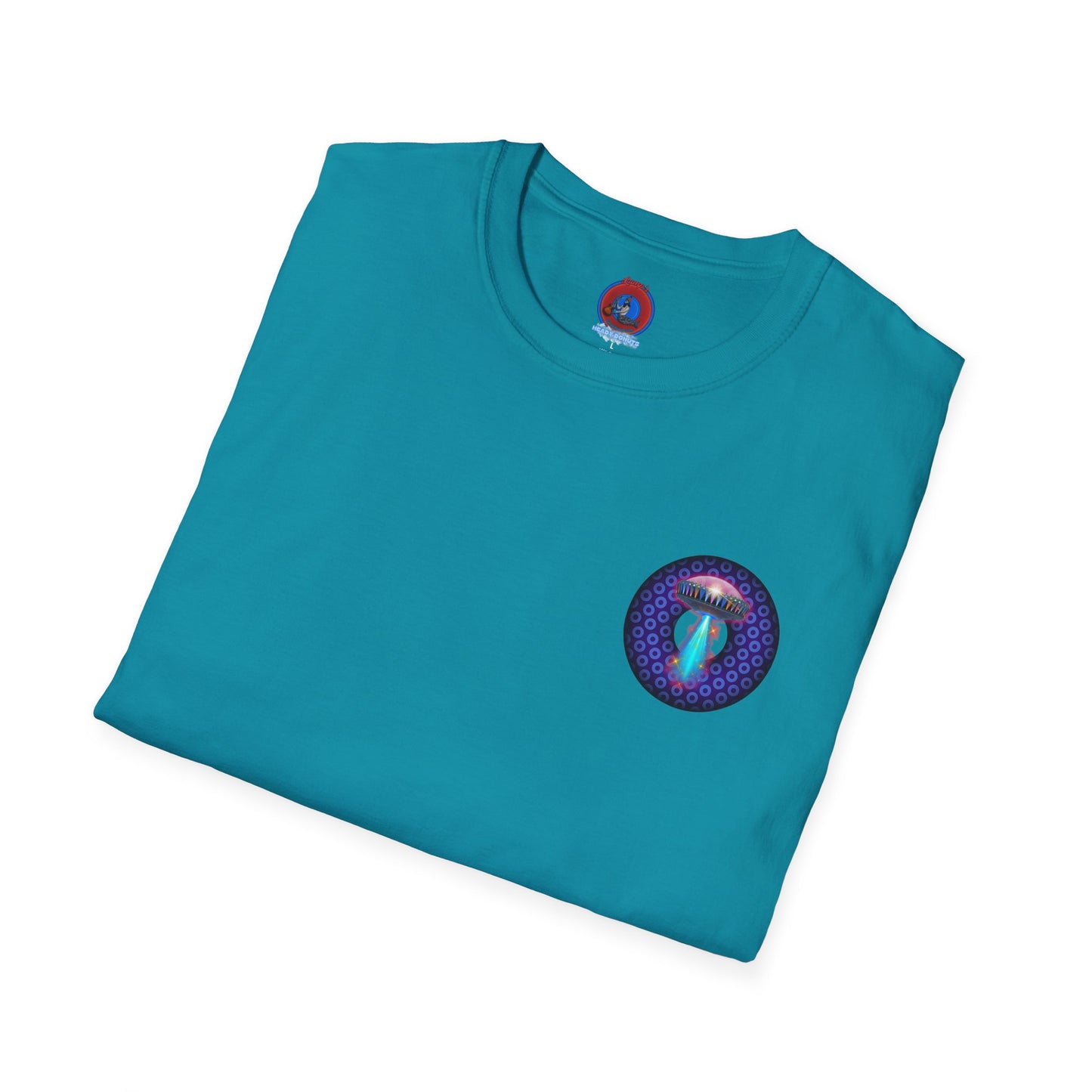Classic Donut Tee - Unisex Soft-Style - "Donuts now Served on the Mothership" - series 1.0  - variant 5  - purple/violet paradoxical donut