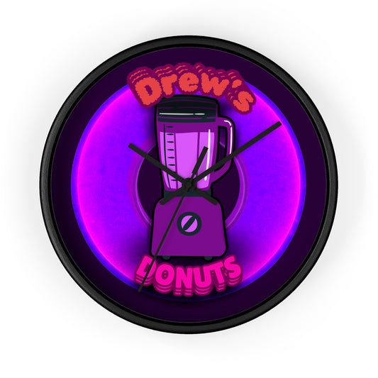 Lumpy Wall Clock - "Drew's Clock not his Blender" - vivid magenta donut w/midnight purple background [*charitable donut]