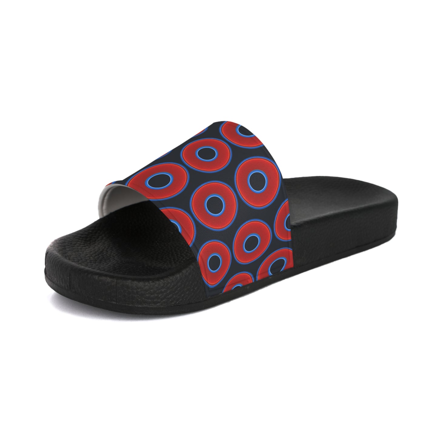 Lumpy Sandals - slip-ons - red vivid donuts w/blue charcoal background