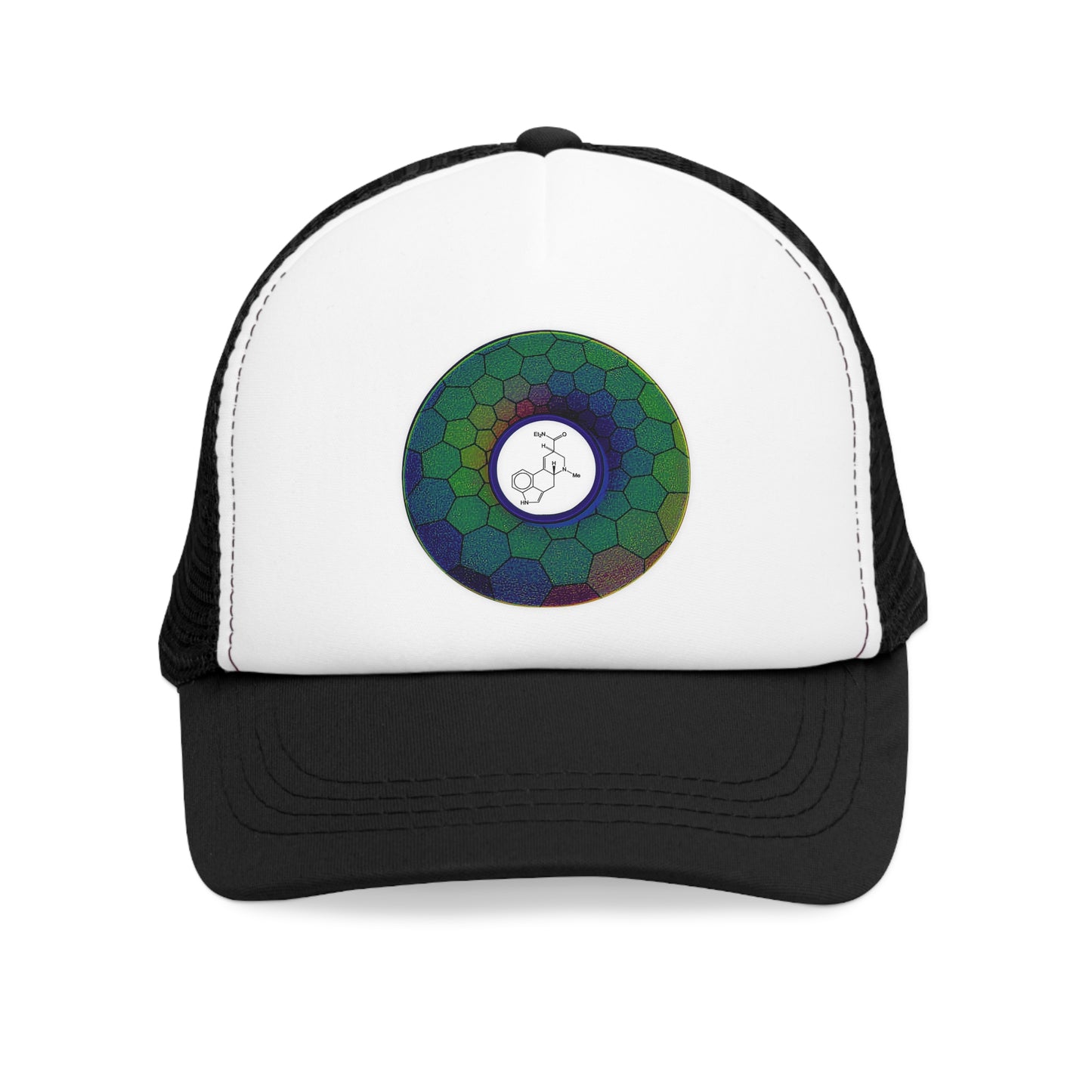 Lumpy Trucker Hat - "Albert Hofman's Donut" - variant 1 - green hexadonut