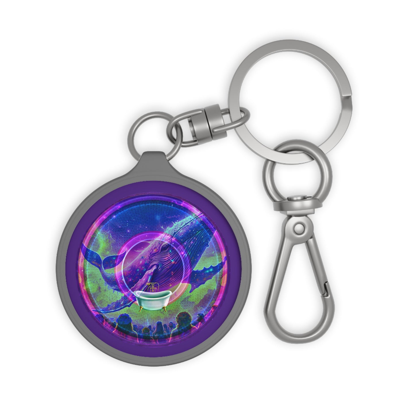 Lumpy Donut Keychain - "A Purple Humpback Whale of a Good Time" - series 1.0 - variant 2 - purple donut
