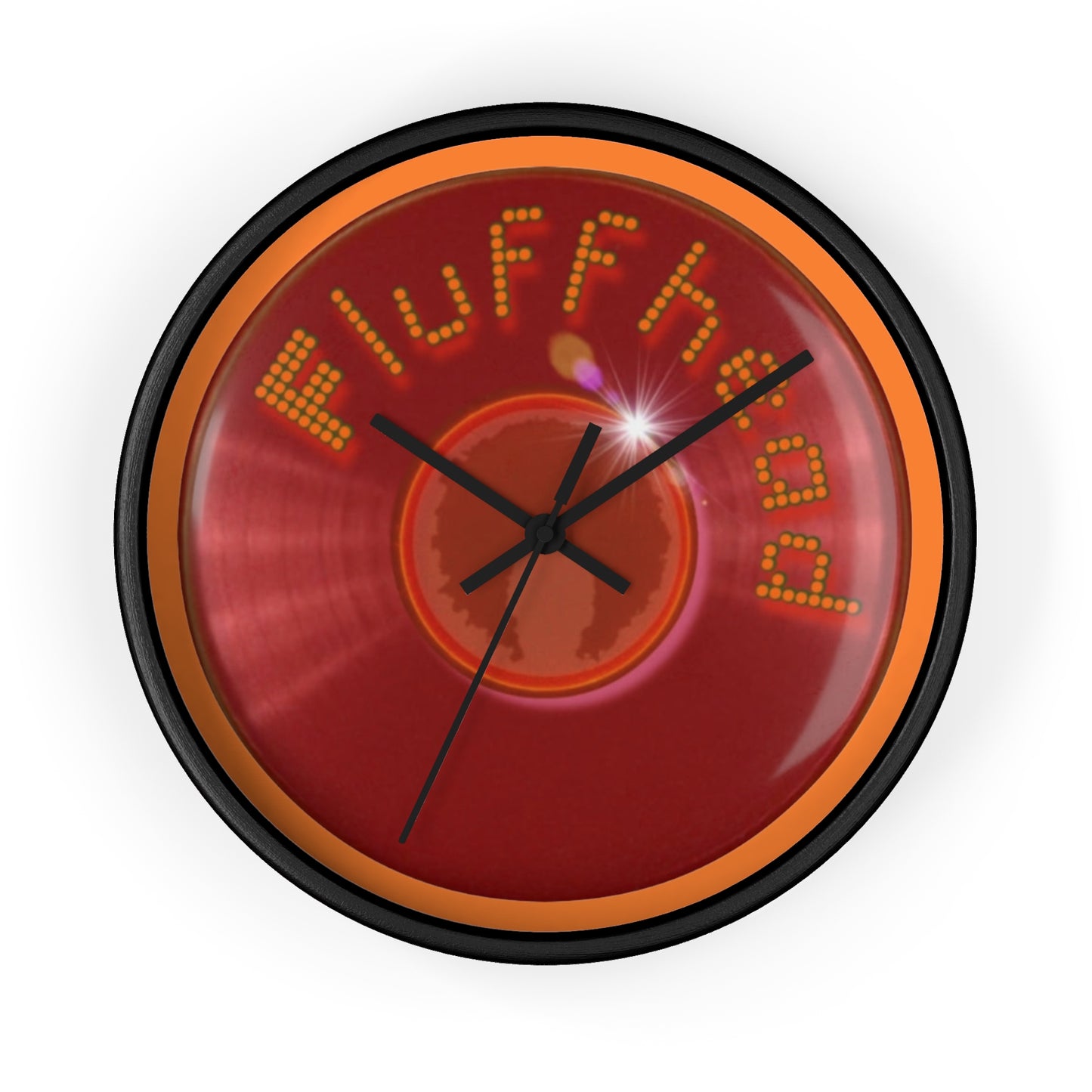 Lumpy Wall Clock - "The Fluffernutter Donut Clock" - red vivid donut w/light orange background