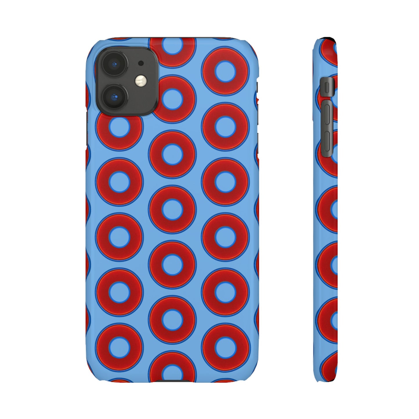 Lumpy Donut Snap Case - red vivid donut print w/light blue background