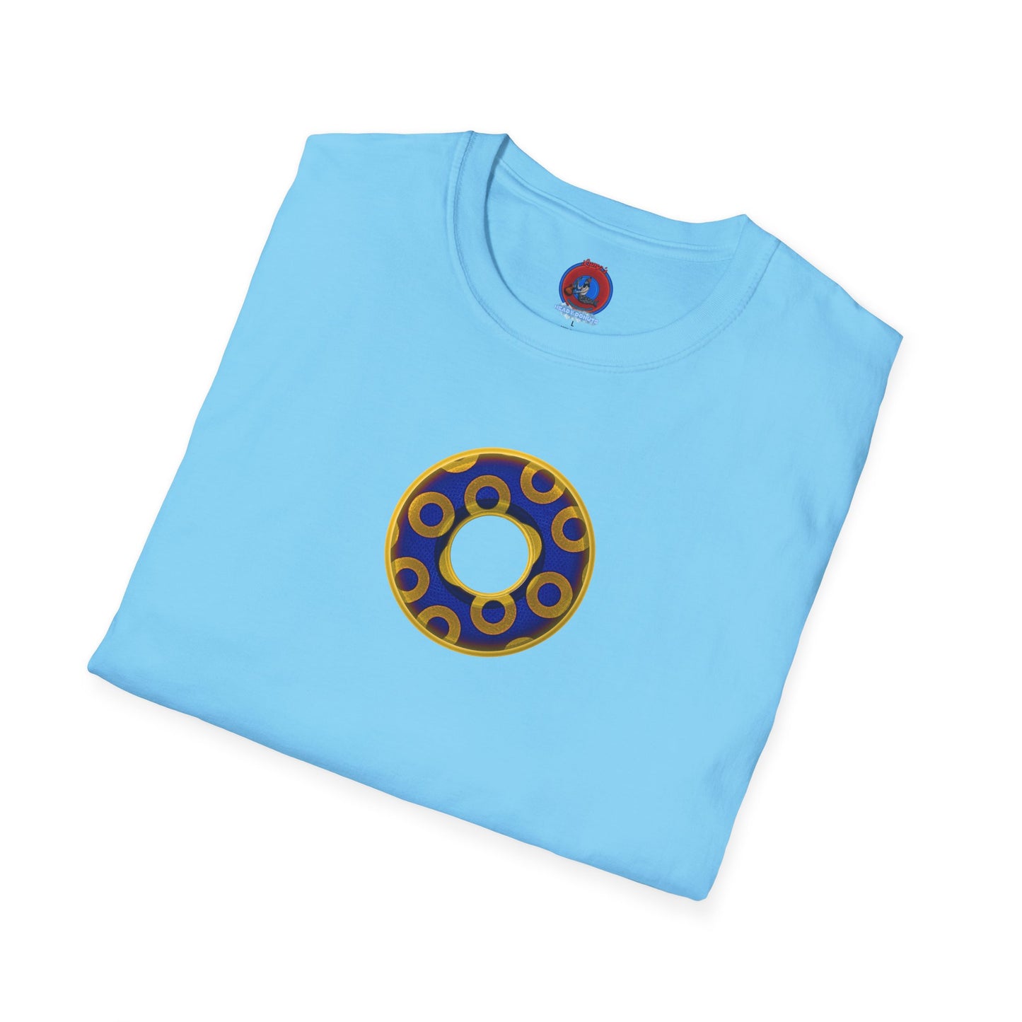 Plain Donuts/Unisex Soft-Style - "Plain Rustic Paradoxical Donuts" - yellow/dark blue donuts
