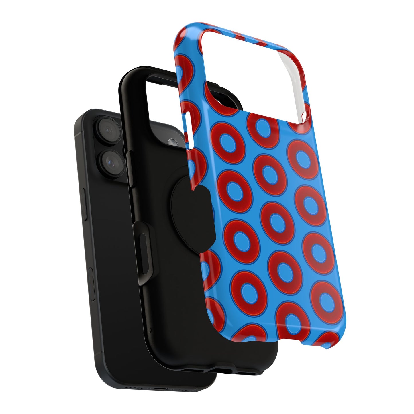 Impact-Resistant Lumpy Donut Case - red vivid donut print w/sky royal blue background