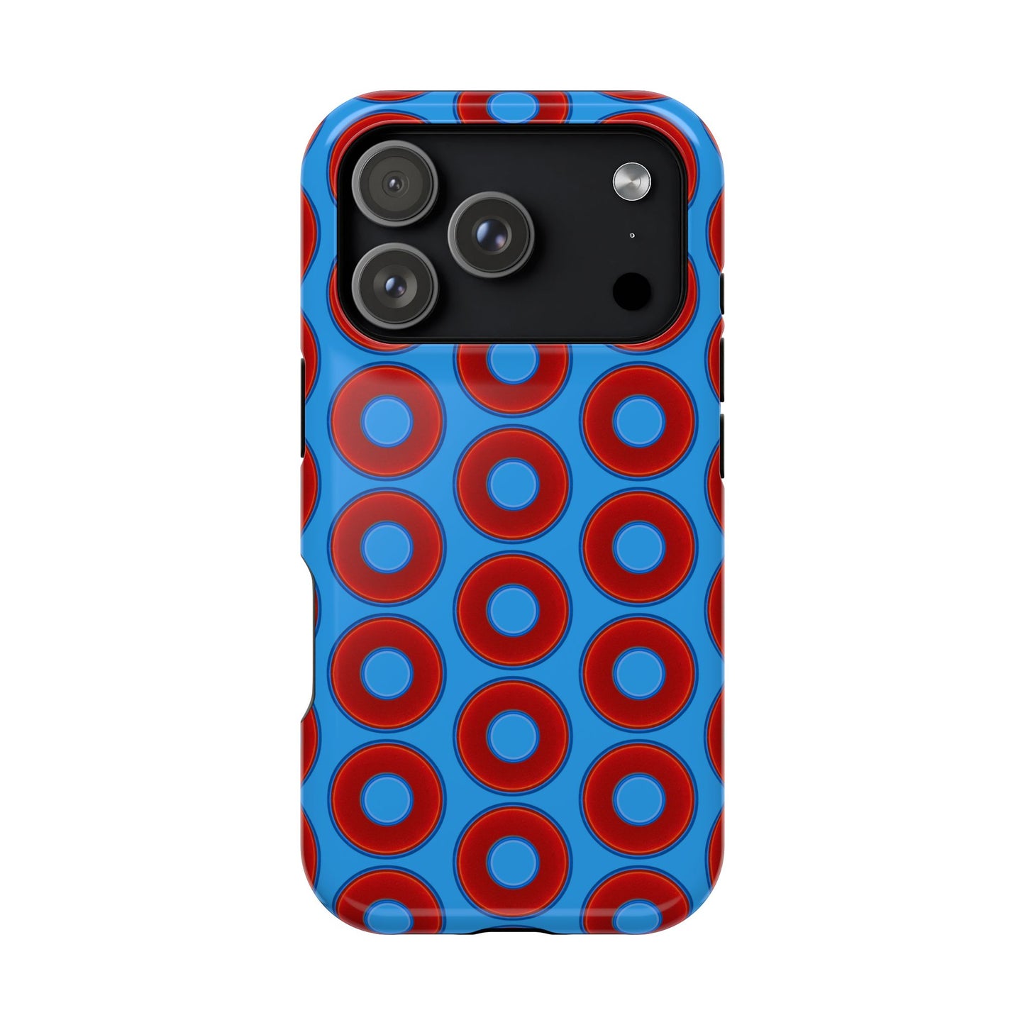 Magnetic Tough Donut Case - red vivid donut print w/sky royal blue background