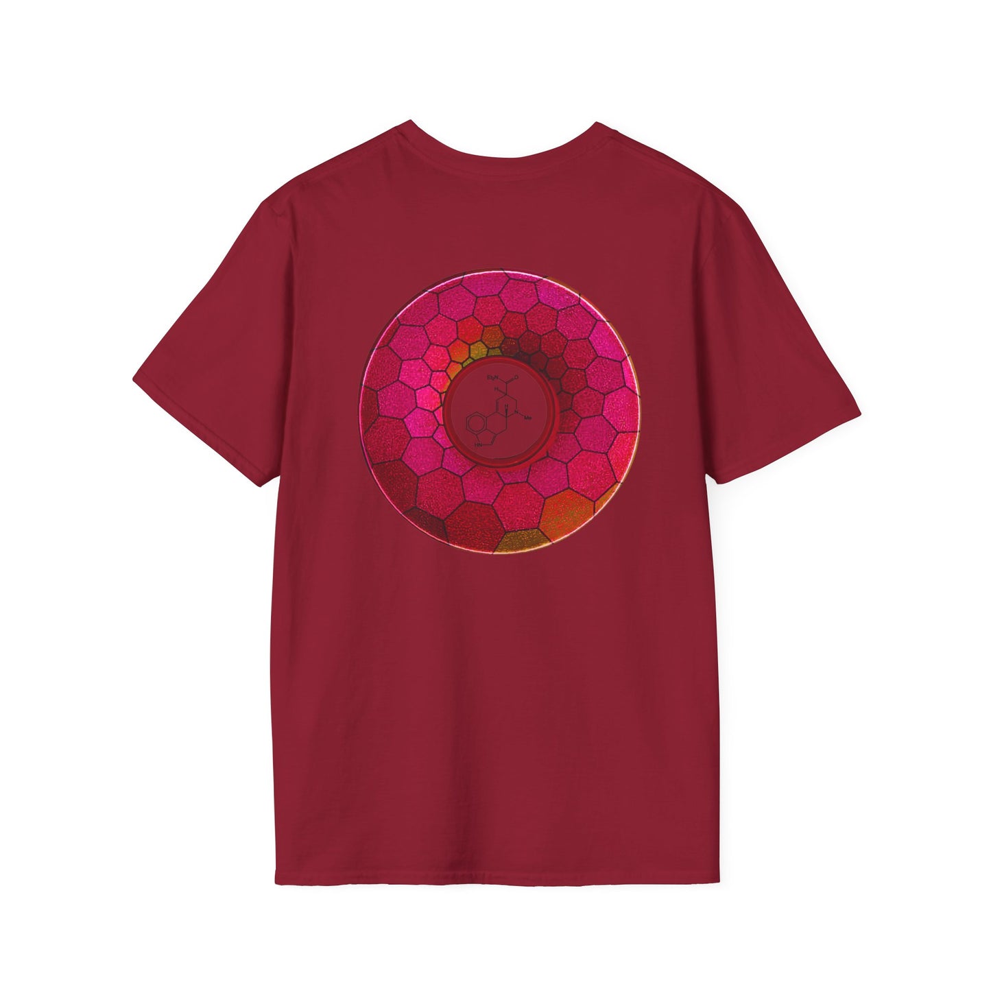 Classic Donut Tee - Unisex Soft-Style - "Dr. Albert Hofmann's Favorite Donut" - series 1.0  - variant 2 - magenta hexadonut