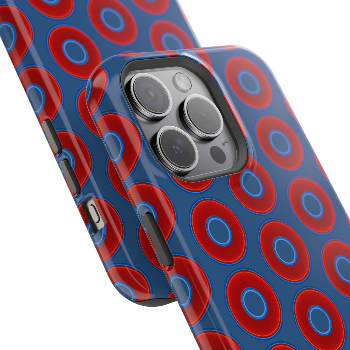 Magnetic Tough Donut Case - red vivid donut print w/light navy blue background