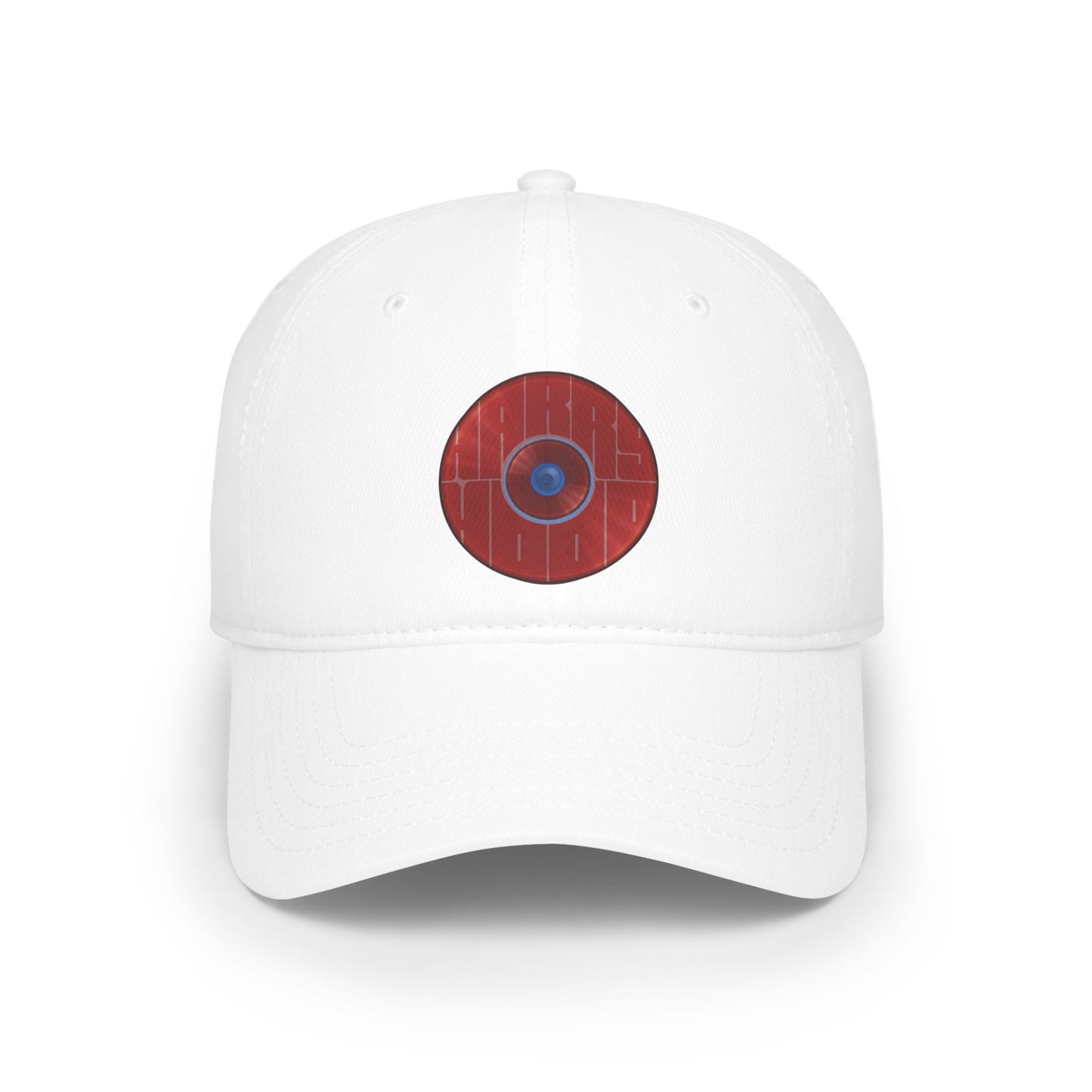 Lumpy Donut Baseball Cap - "Harry Hoodlum Donut Cap" - variant 4 - vivid red donut w/words