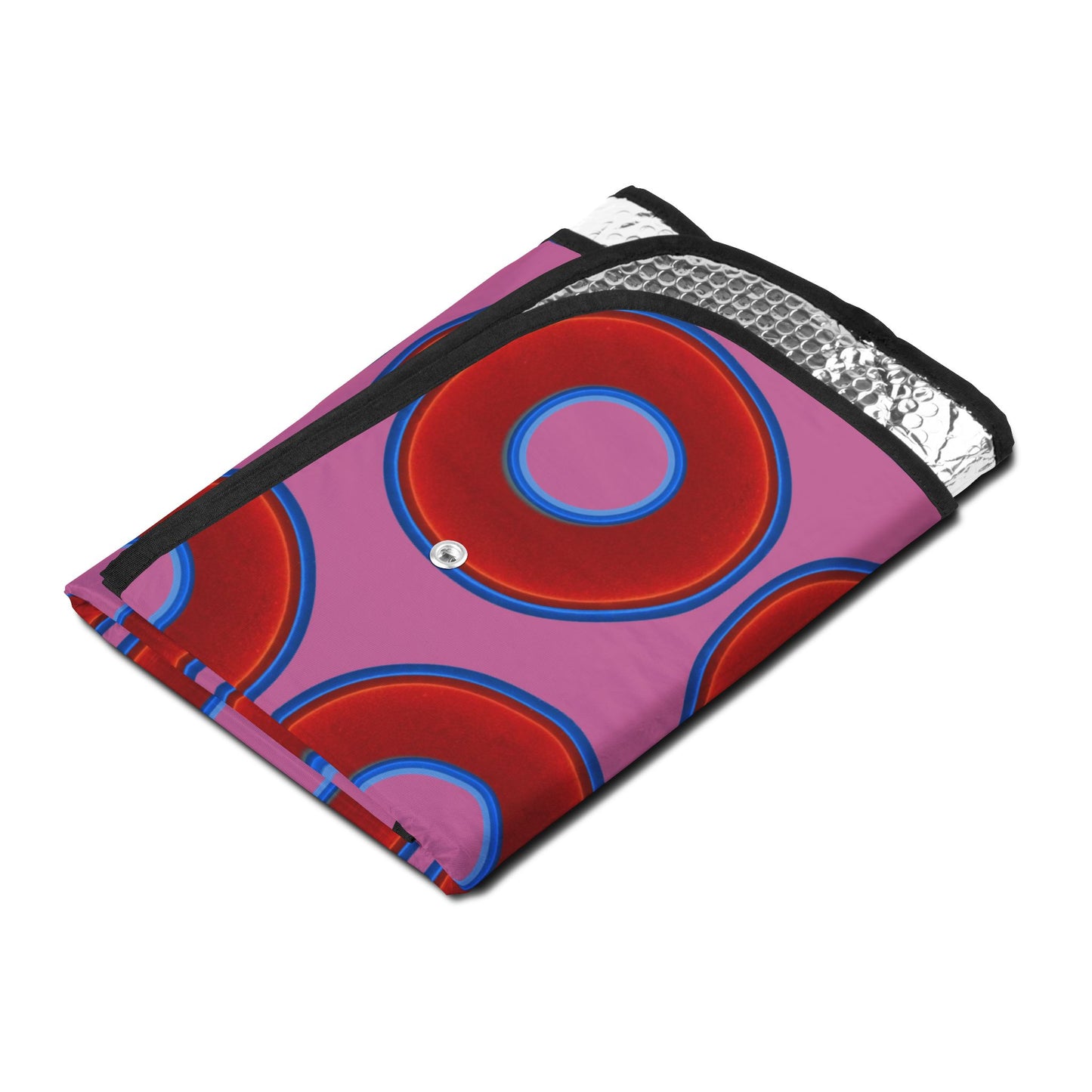 Automotive Donut Sun Shade - red vivid donuts w/pink background