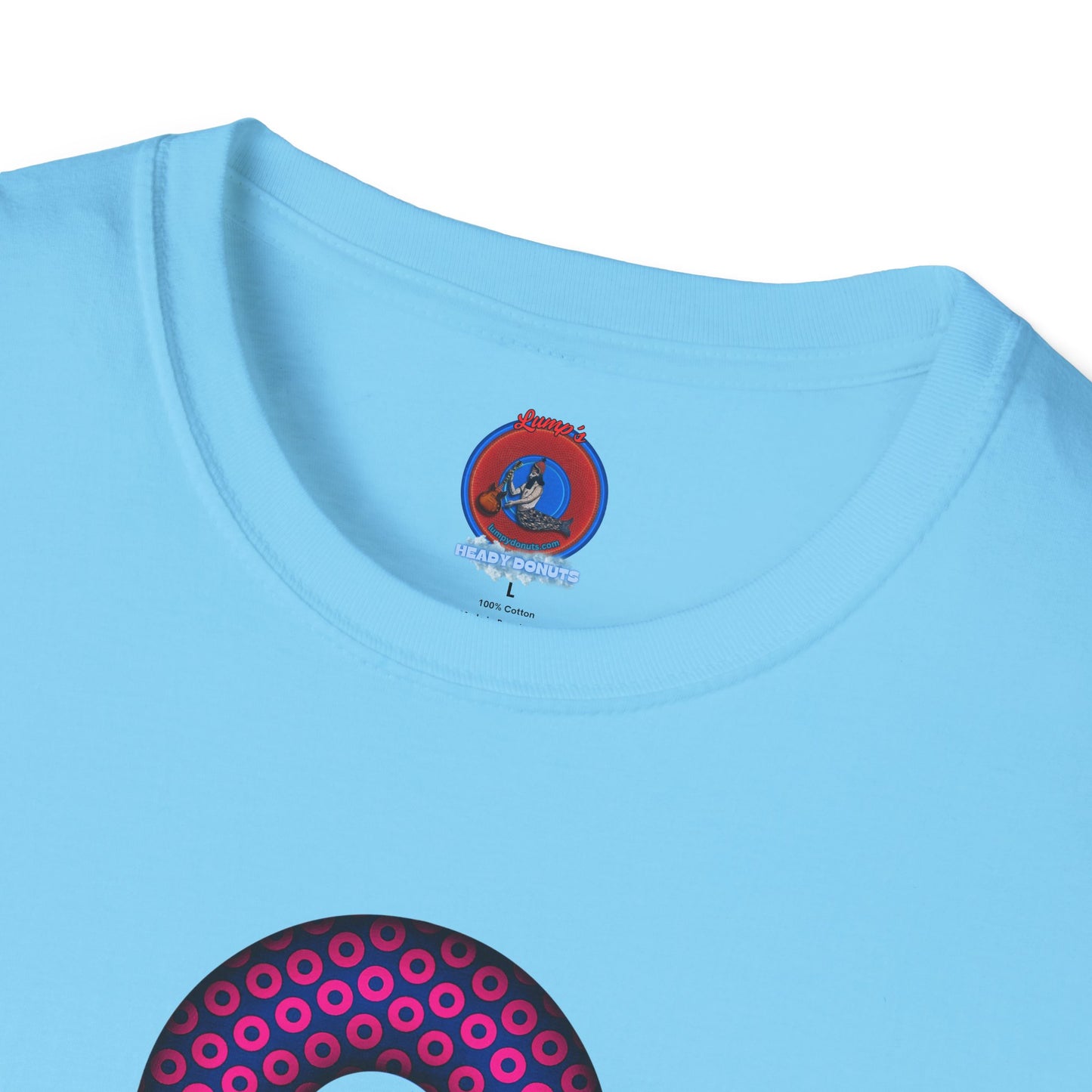 Plain Donuts/Unisex Soft-Style - "Plain Paradoxical Grided Donuts" - light magenta/dark blue donuts