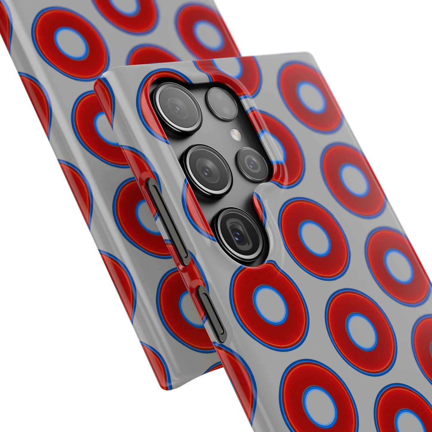 Lumpy Donut Snap Case - red vivid donut print w/light gray background