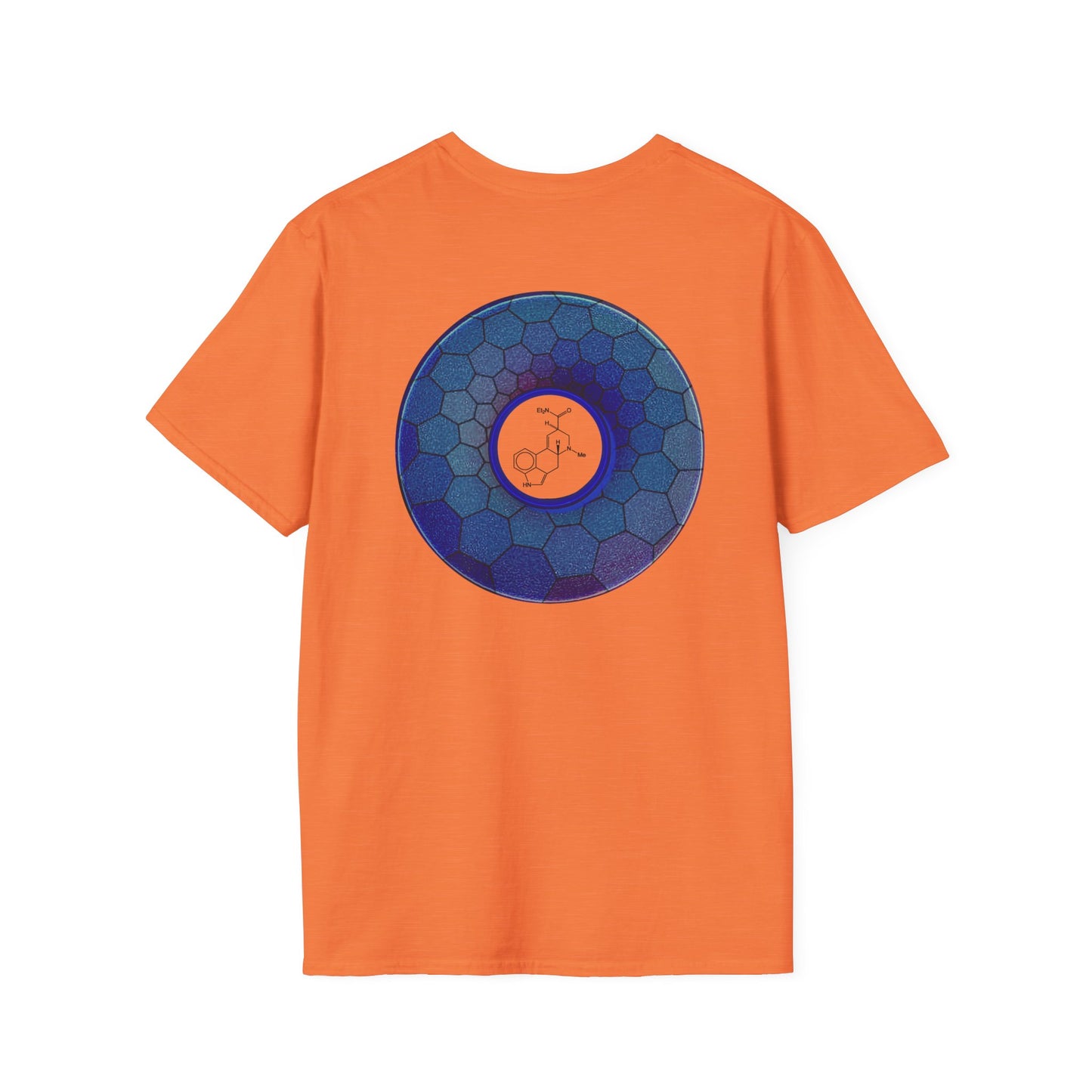 Classic Donut Tee - Unisex Soft-Style - "Dr. Albert Hofmann's Favorite Donut" - series 1.0  - variant 2 - blue hexadonut