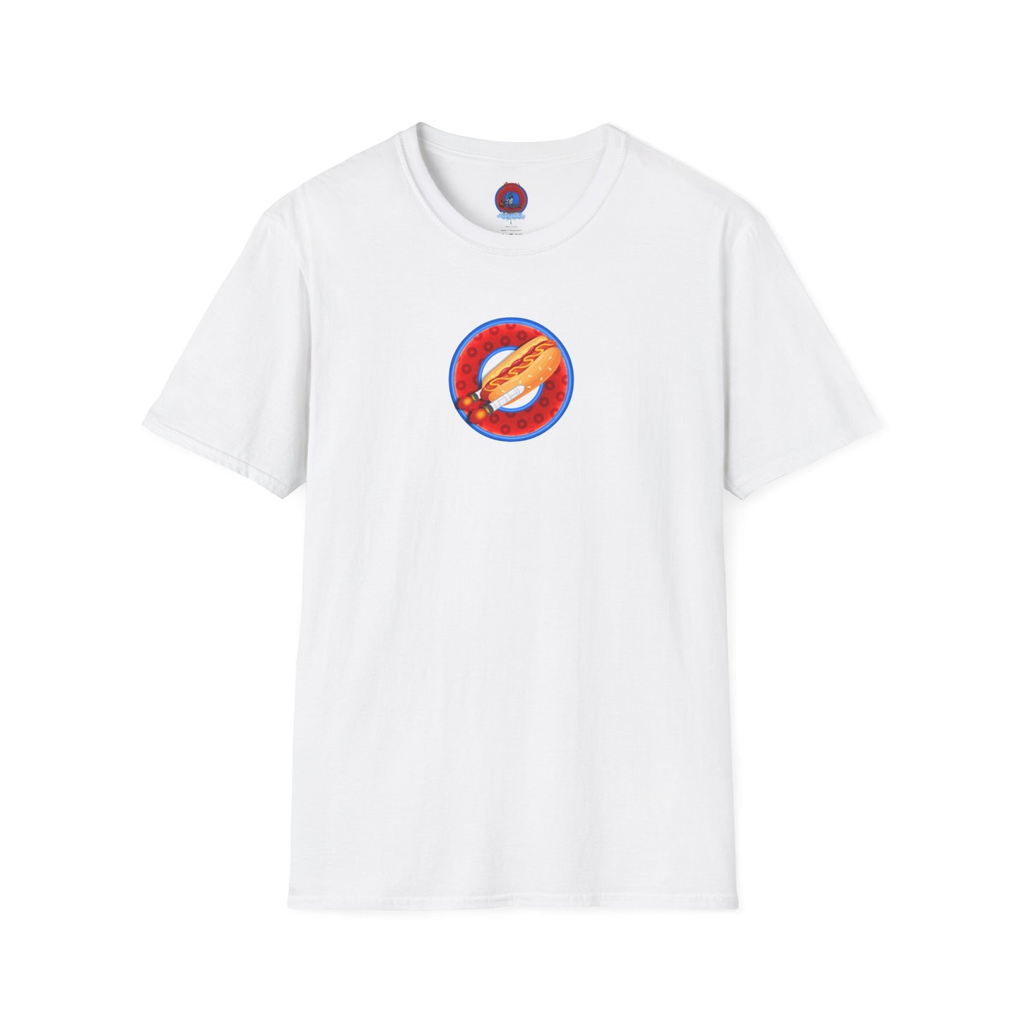 Classic Donut Tee - Unisex Soft-Style - "Viva Las Vegas Donut" -  red paradox donut w/raw dogger - variant 2