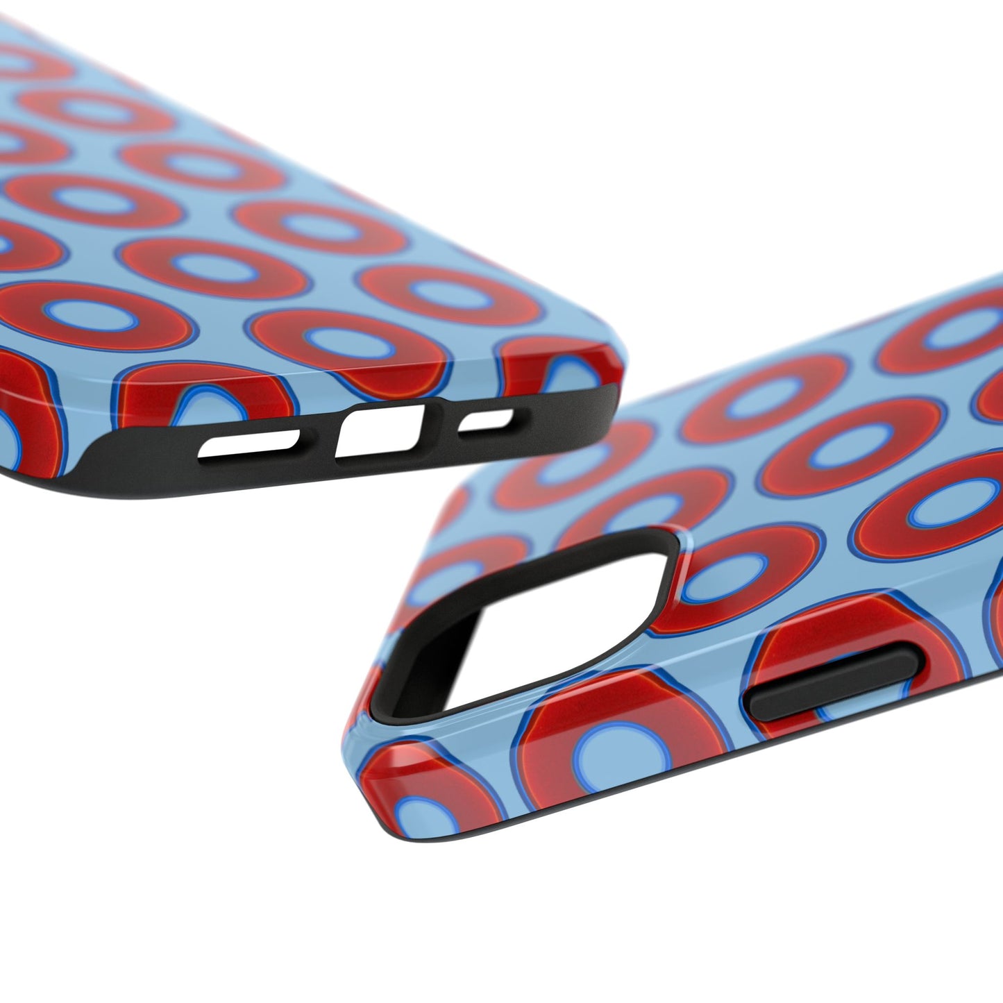 Impact-Resistant Lumpy Donut Case - red vivid donut print w/sky blue background