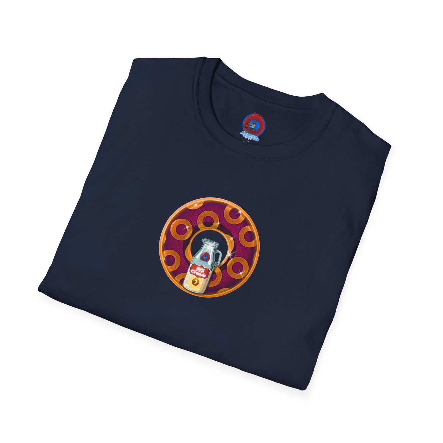 Classic Donut Tee - Unisex Soft-Style - "Princely Wooked Cream - YEMSG Donut " - burgundy/orange rustic paradox donut - variant 1